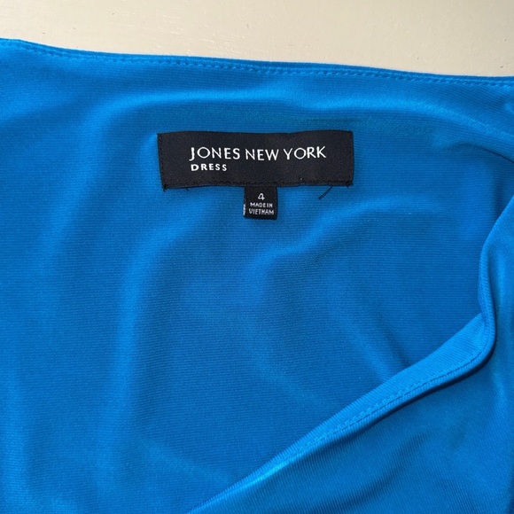 Jones New York Blue Capsleeve Dress Size 4 Work Cocktail Party - Picture 7 of 9